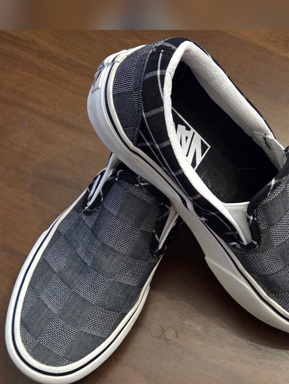 Vans Black and White Checkerboard Slip-On Loafers Size 5